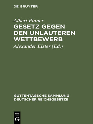 cover image of Gesetz gegen den unlauteren Wettbewerb